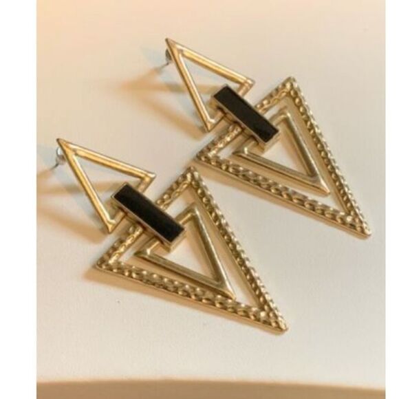 Vintage Geometric Shaped Earrings Pierced - Picture 4 of 8